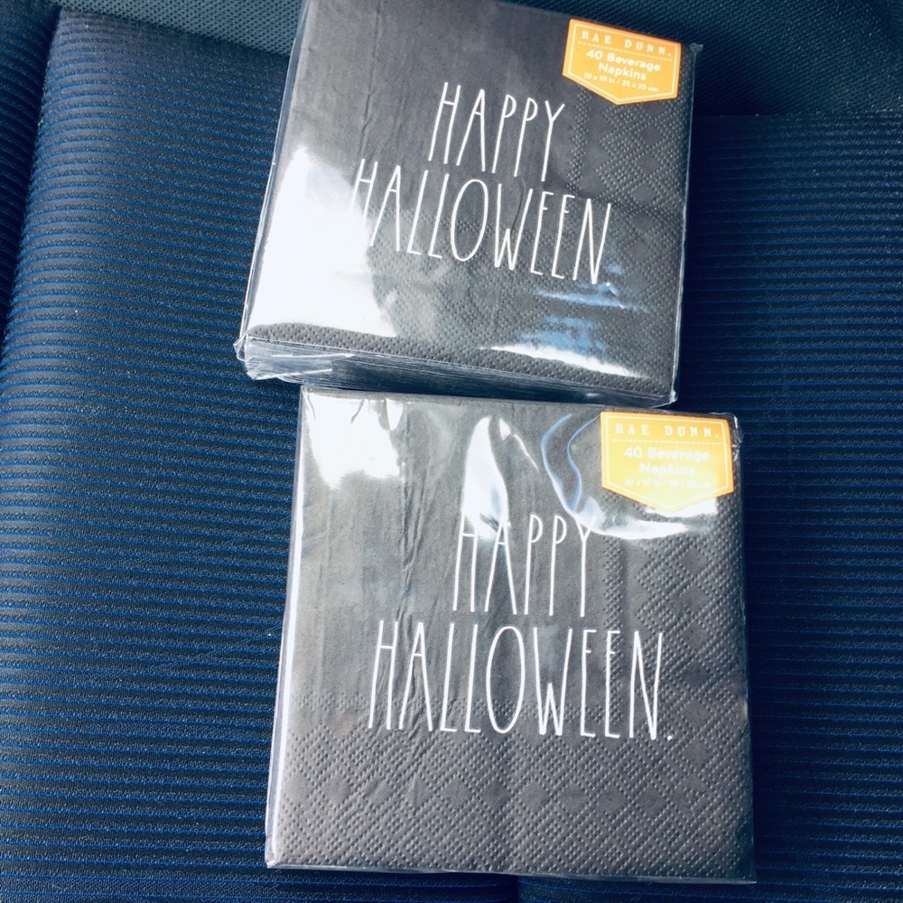 2 packs Rae Dunn Halloween Cocktail Napkins Black